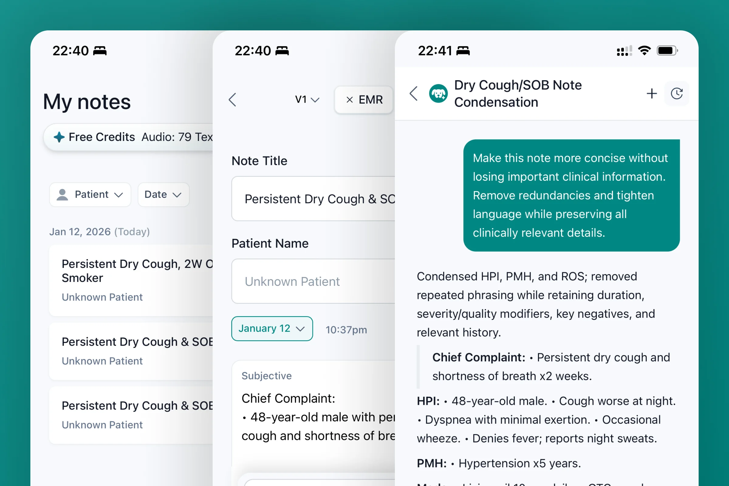 Redesign & V2 development of SOAPNoteAI, an AI charting assistant for busy clinicians